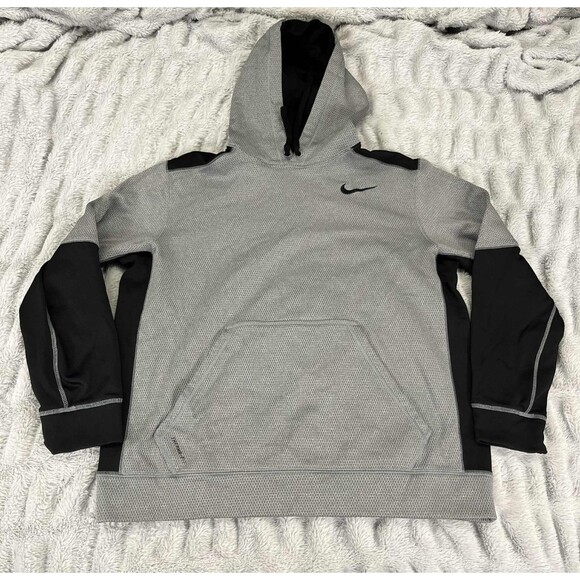 Nike Hoodie Men XL Therma-Fit Gray Black Pullover Athletic Training Training - Picture 1 of 8